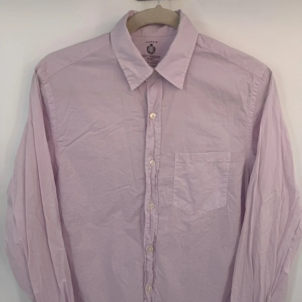 J Crew Mens XS Lightweight Cotton Button Down Shirt Lavender Purple Long Sleeve